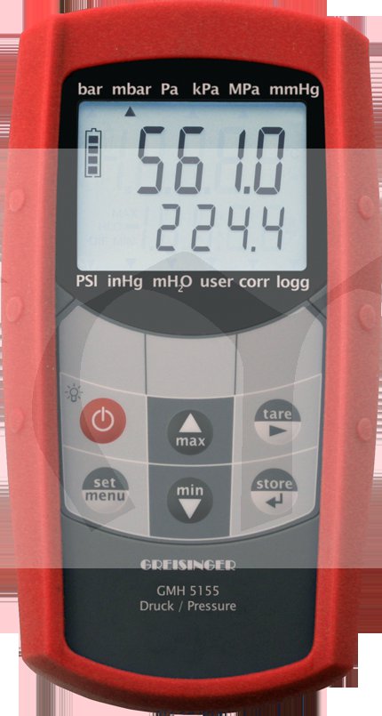 GMH 5155 - Vodotěsný digitální tlakoměr pro dva výměnné snímače. Záznamové funkce